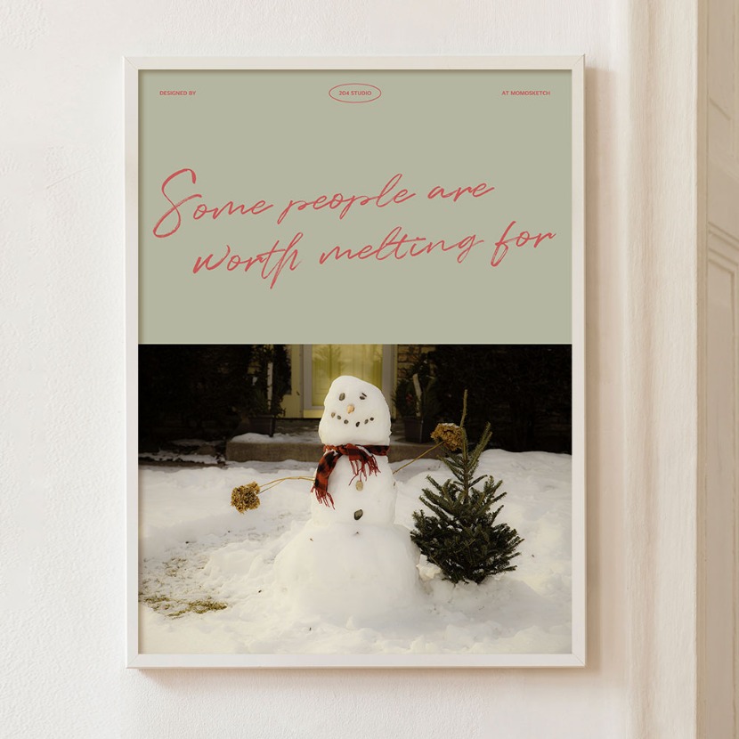 fr261 (BY MOMO) 크리스마스 포스터 - 스노우맨 포토그래피 인테리어액자