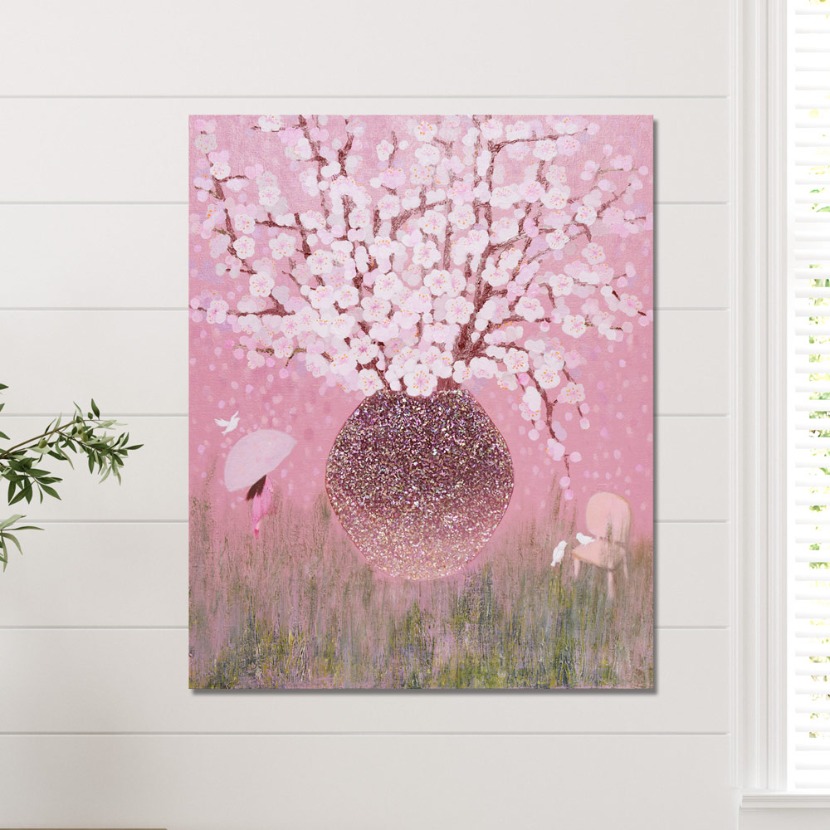 wp139 (오유빈) 그리움이 있는곳 꽃비 핑크  캔버스그림