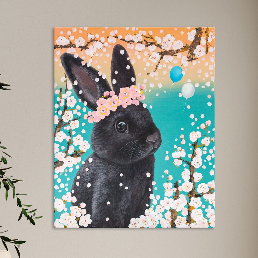 wp165 (오유빈) 꽃비래빗 토끼그림 캔버스그림